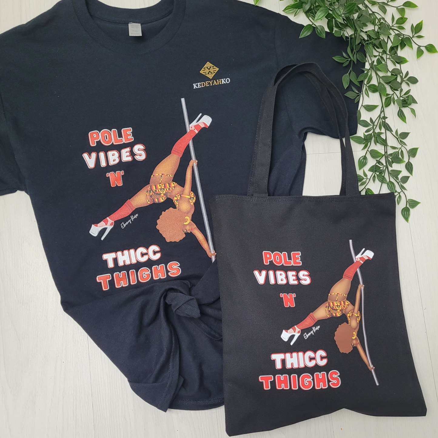 Pole Vibes N Thicc Thighs Black/Red T-Shirt
