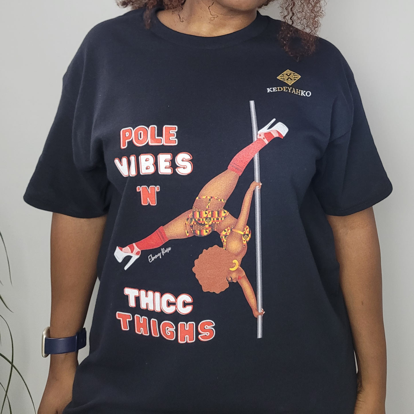 Pole Vibes N Thicc Thighs Black/Red T-Shirt