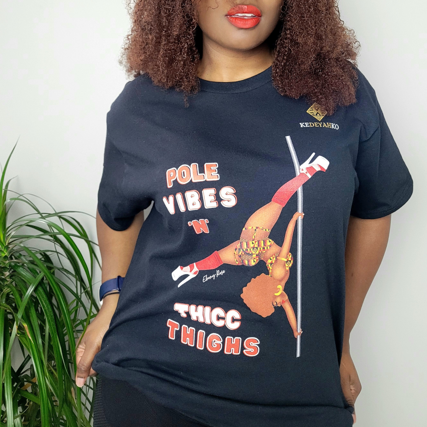 Pole Vibes N Thicc Thighs Black/Red T-Shirt