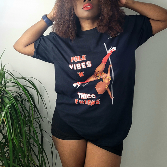 Pole Vibes N Thicc Thighs Black/Red T-Shirt