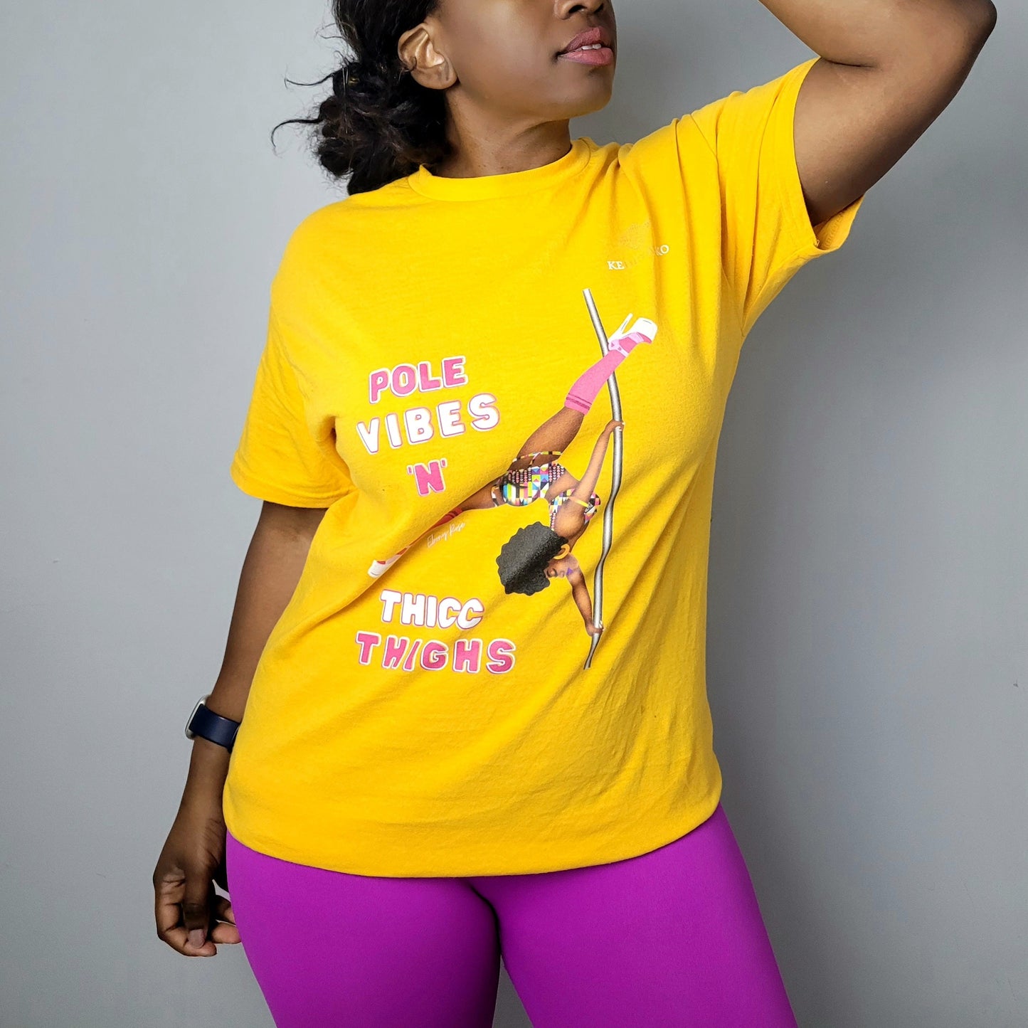 Pole Vibes N Thicc Thighs Yellow T-Shirt