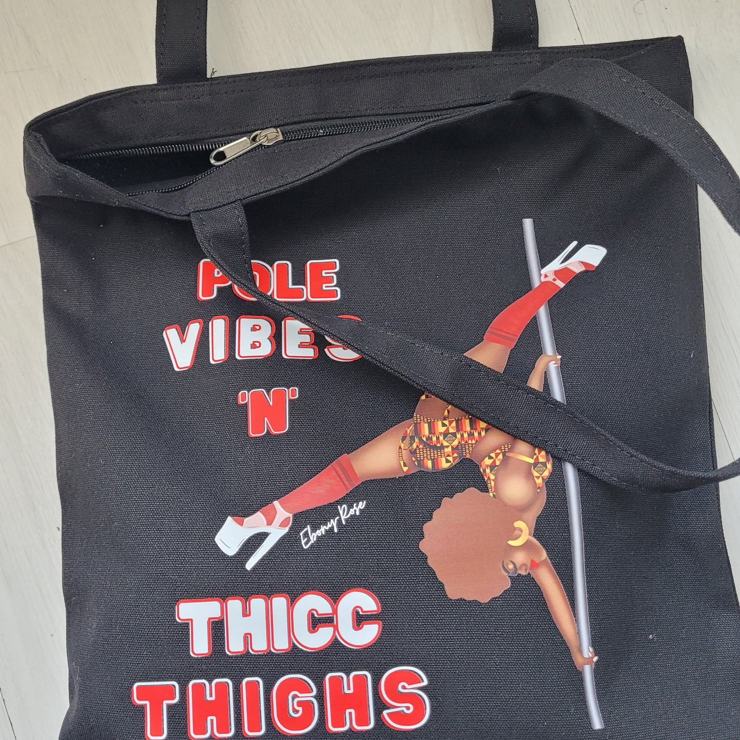Pole Vibes 'N" Thicc Thighs - Black Pole Dancer Tote Bag