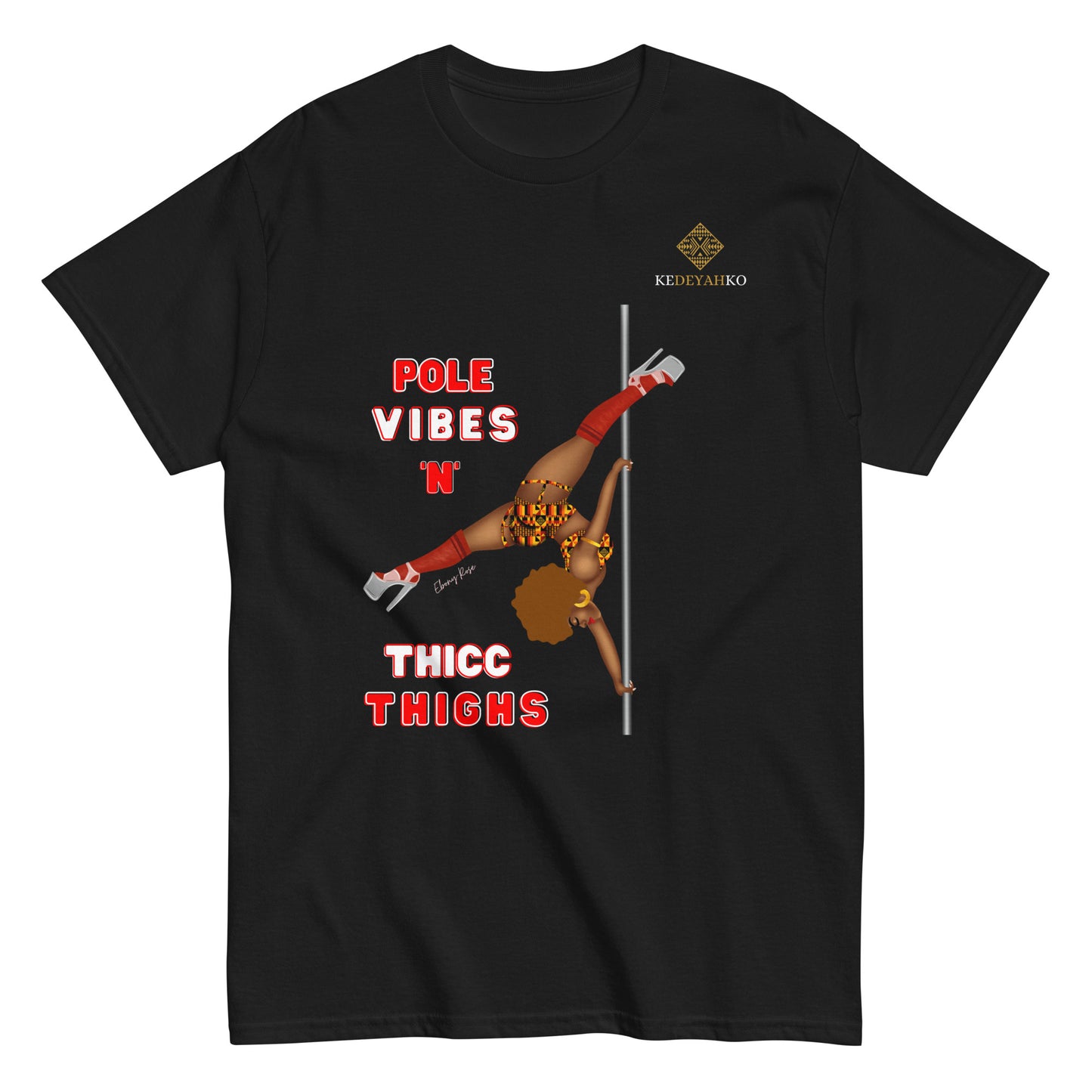Pole Vibes N Thicc Thighs Black/Red T-Shirt