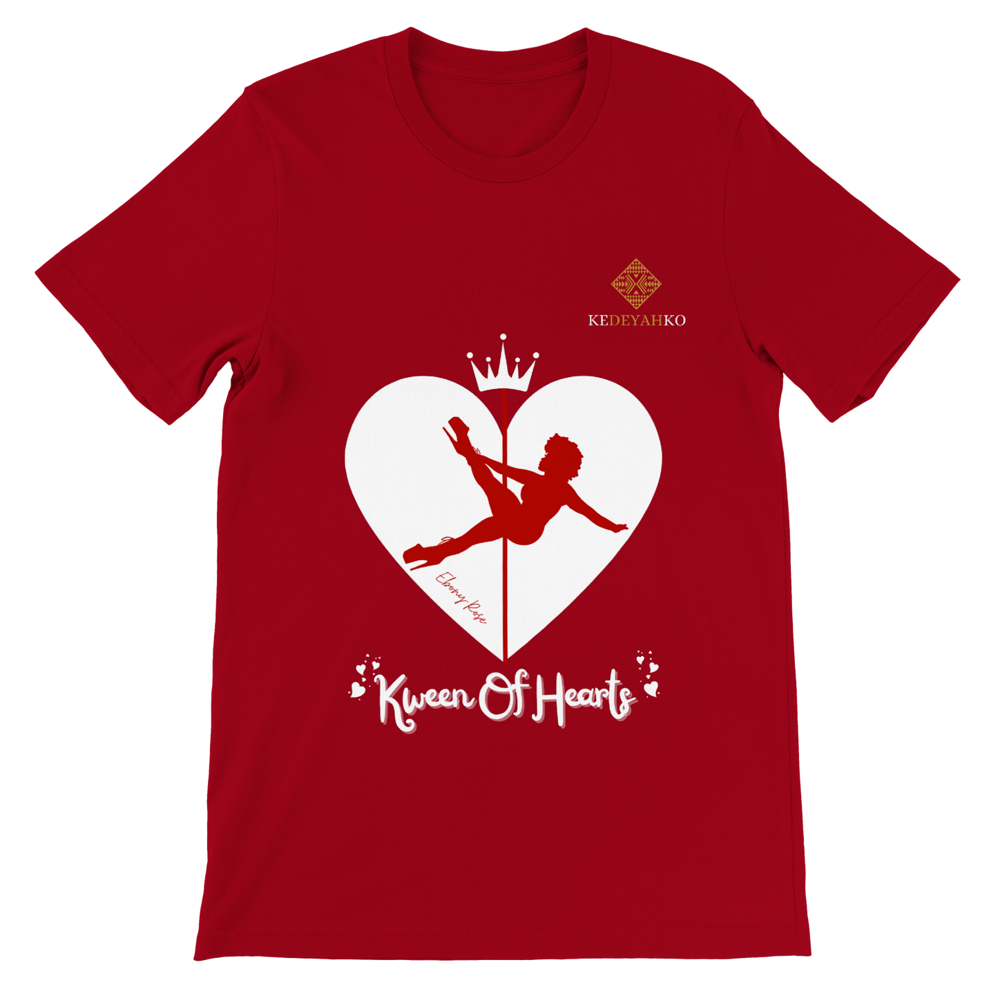 Sample Sale - "Kween Of Hearts" Ebony-Rose unisex T-shirts - Red - Large