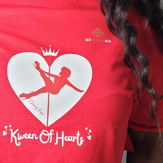 "Kween Of Hearts" Ebony-Rose  *One Size Crop Top - Red