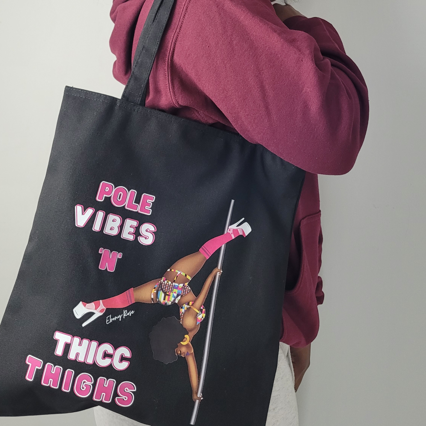 Pole Vibes 'N" Thicc Thighs - Black Pole Dancer Tote Bag