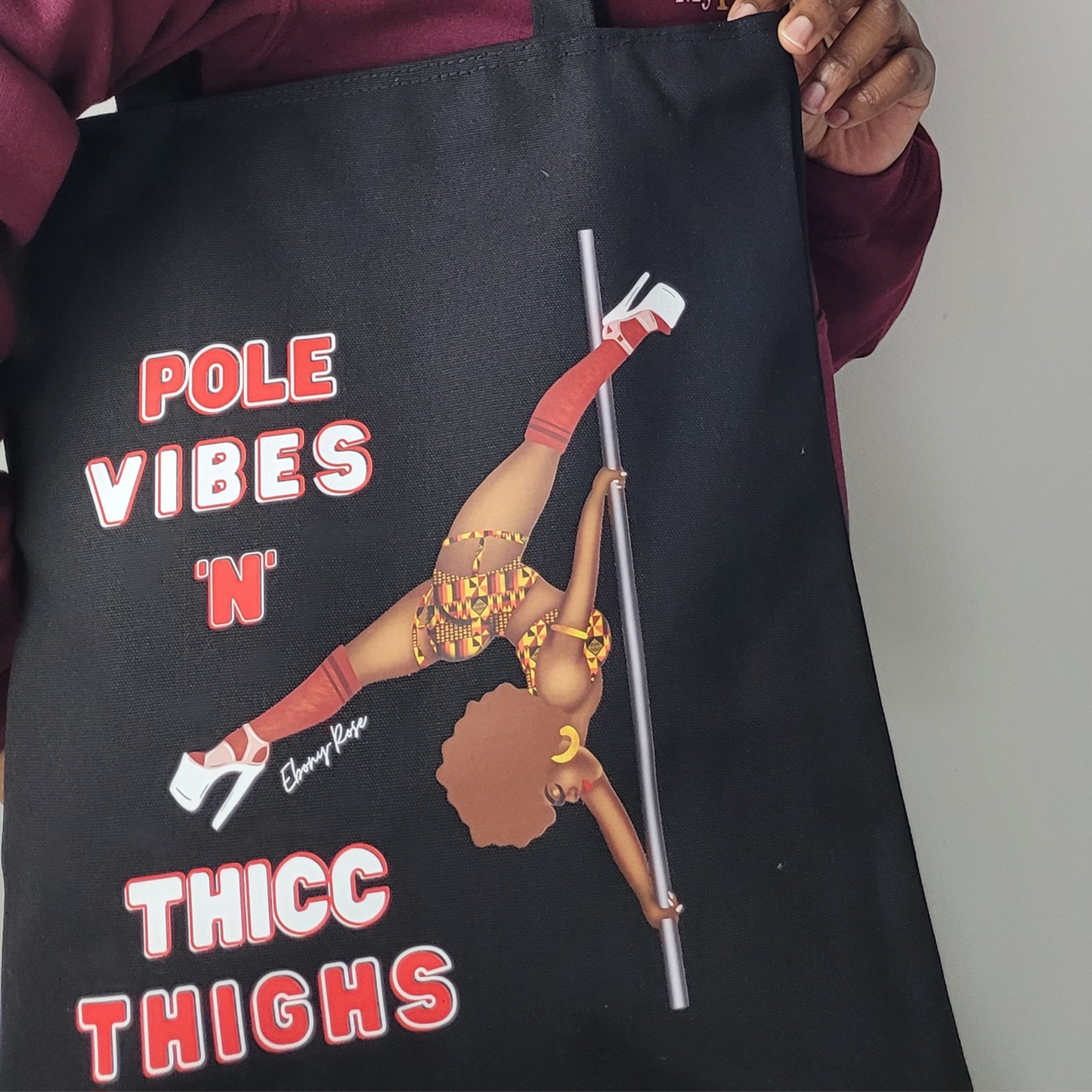 Pole Vibes 'N" Thicc Thighs - Black Pole Dancer Tote Bag