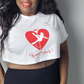 "Kween Of Hearts" Ebony-Rose  *One Size Crop Top - White
