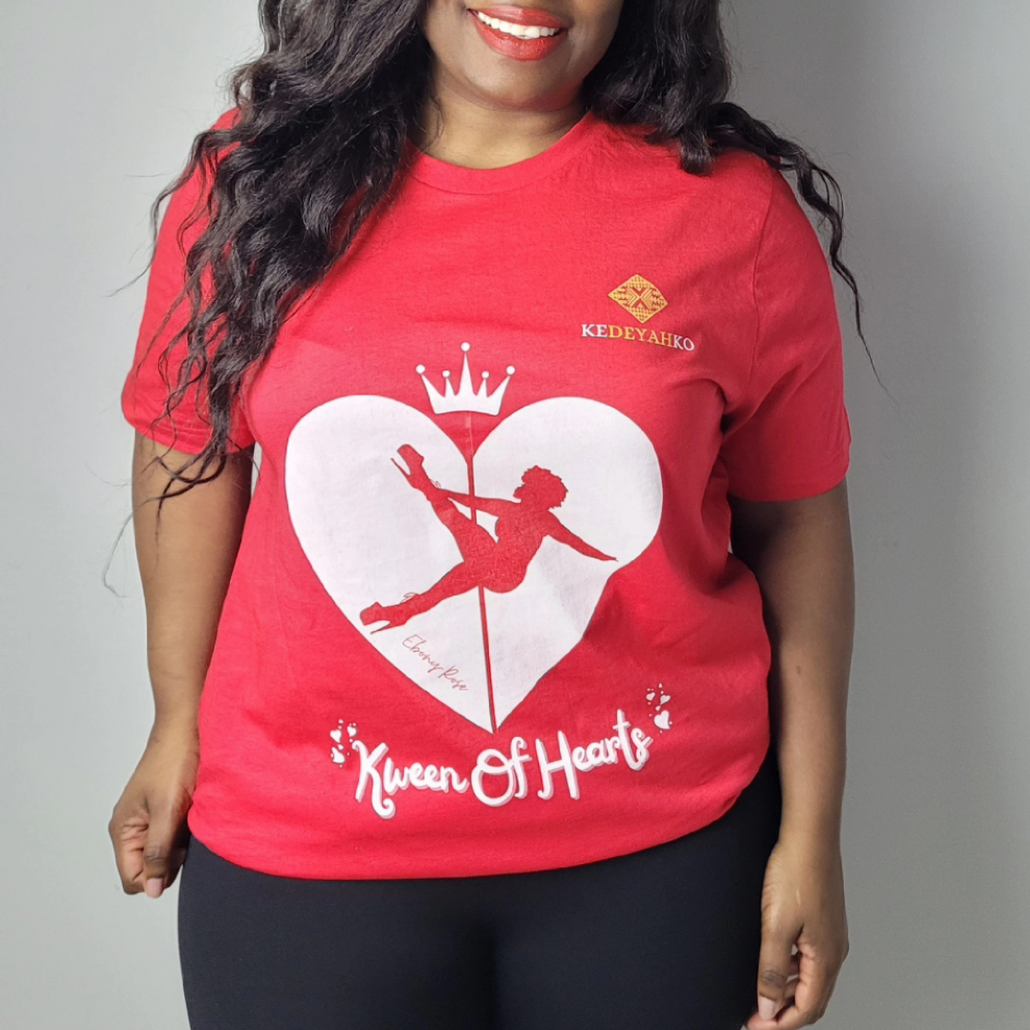 "Kween Of Hearts" Ebony-Rose Red T-Shirt