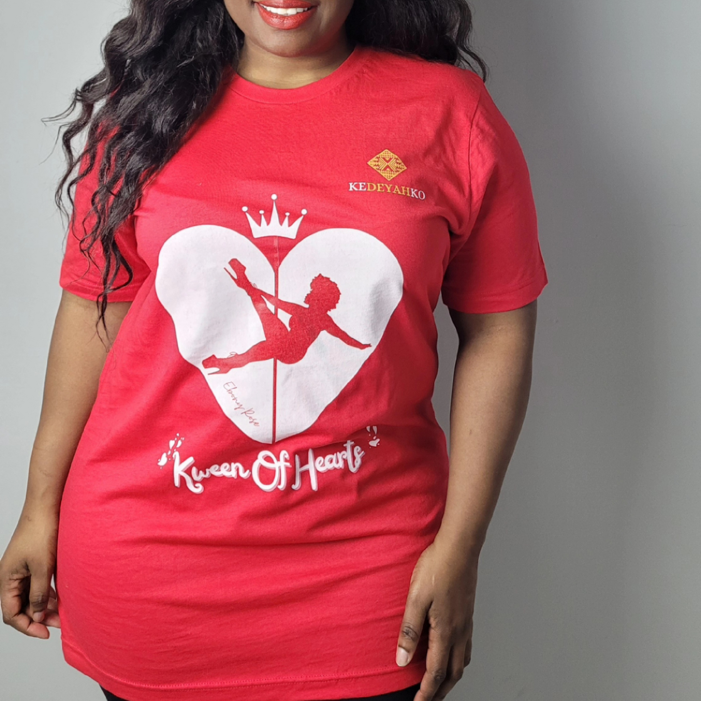 "Kween Of Hearts" Ebony-Rose Red T-Shirt