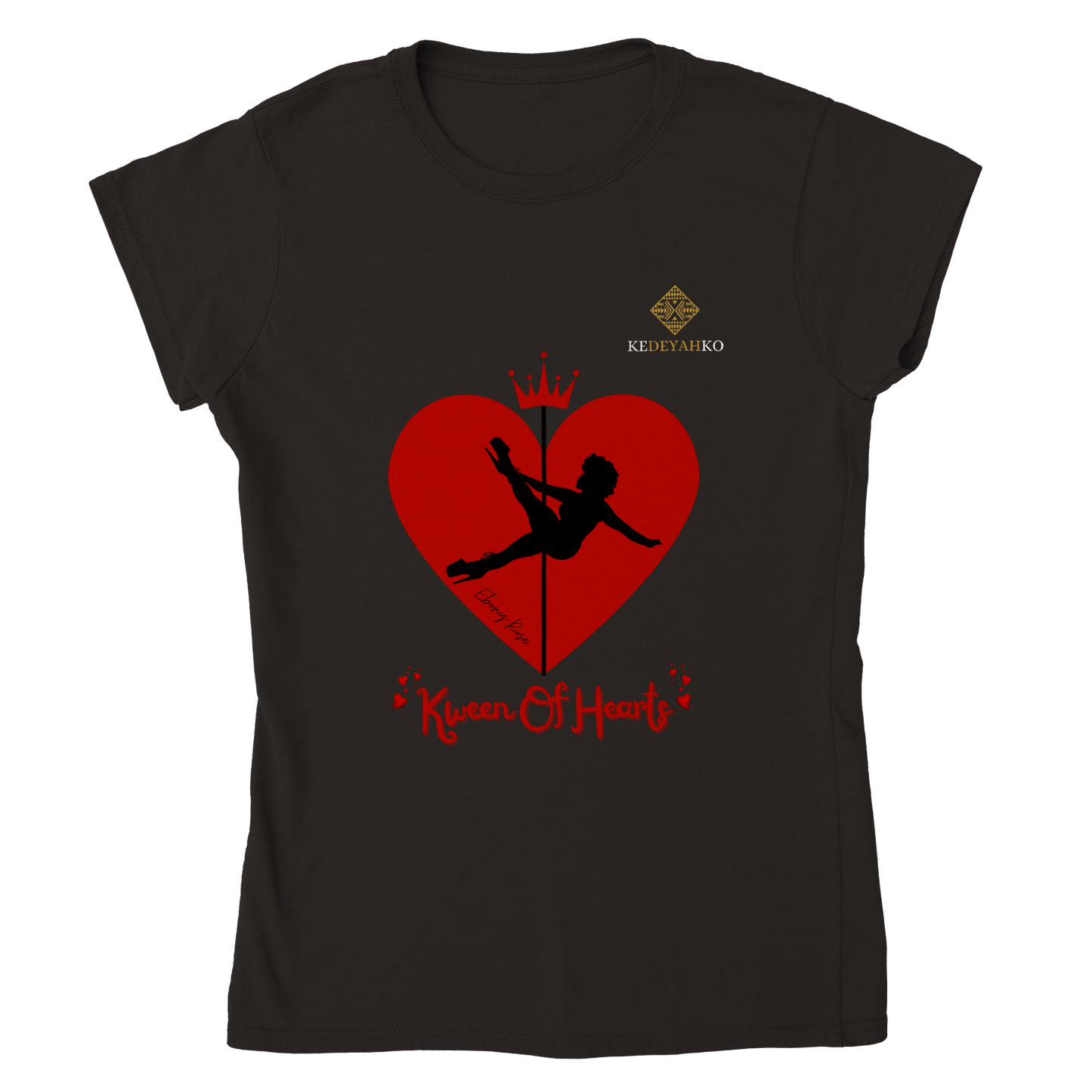 "Kween Of Hearts" Ebony-Rose Fitted T-Shirt