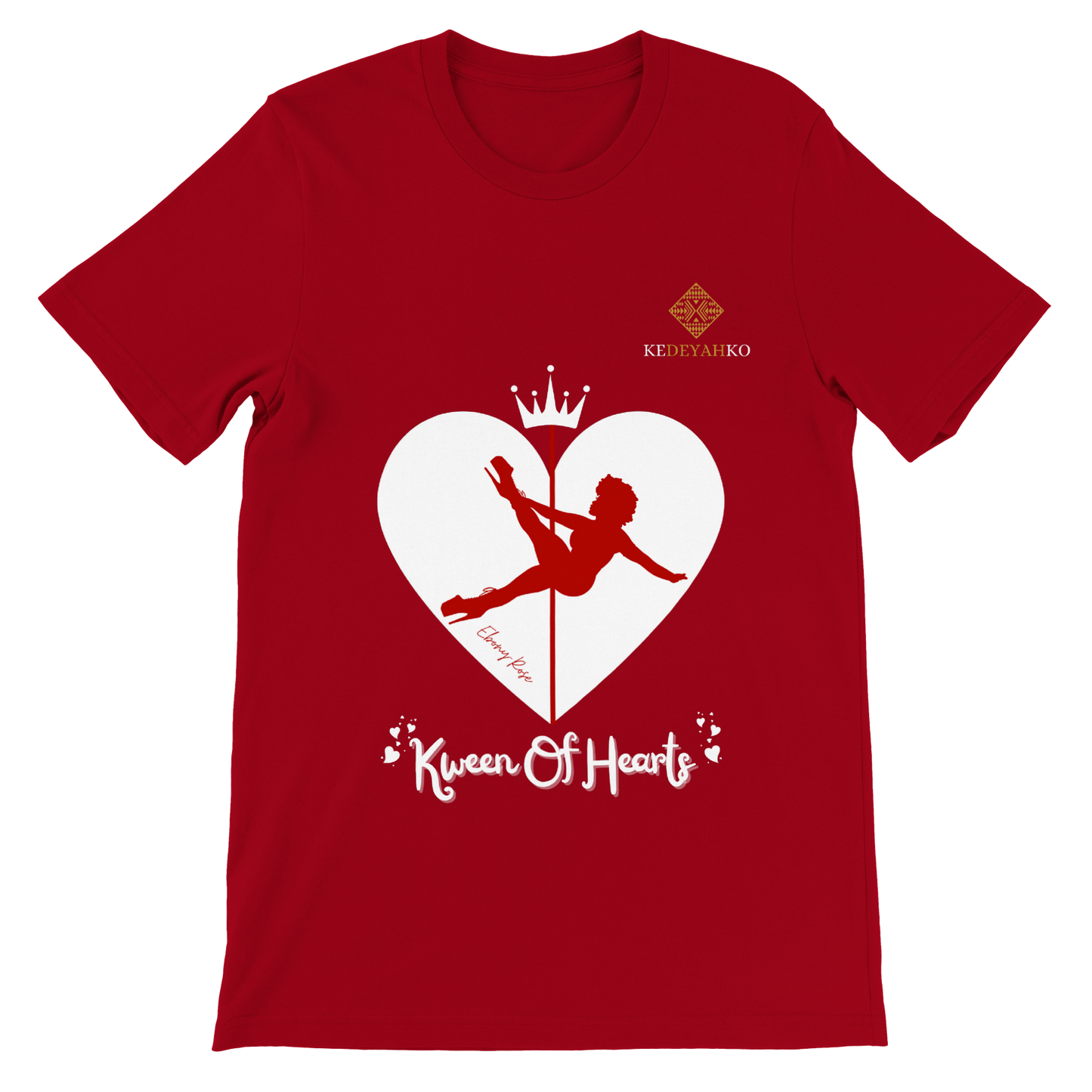 "Kween Of Hearts" Ebony-Rose Red T-Shirt